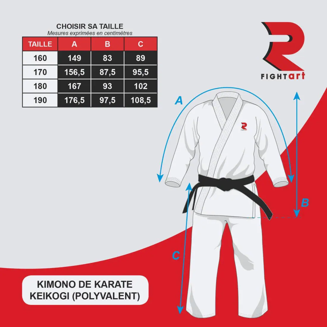 Kimono karaté entraînement - Modèle Keikogi Edition Limitée DPA - Fight-Art 13 Kimono karaté entraînement - Modèle Keikogi Edition Limitée DPA - Fight-Art taille