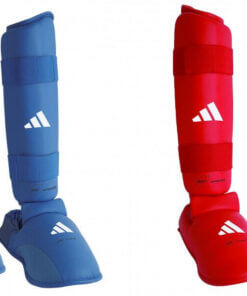 Protège tibia et pieds de Karate Adidas – bleu, rouge – WKF