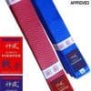 Ceinture compétition Karate KUMITE-FIGHTER KAMIKAZE Satin Rouge ou Bleue-wkf-approved