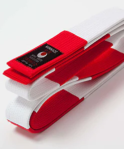 Ceinture de Karate Rouge et Blanche KAMIKAZE - coton qualité supérieure