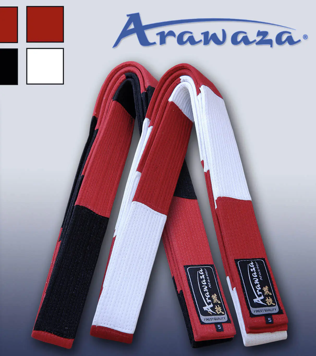 ceinture-karate-master-rouge-blanche-ou-rouge-noire-arawaza master
