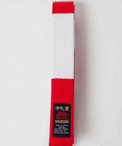 ceinture-karate-shureido-rouge-et-blanche-6-eme-dan-dessus