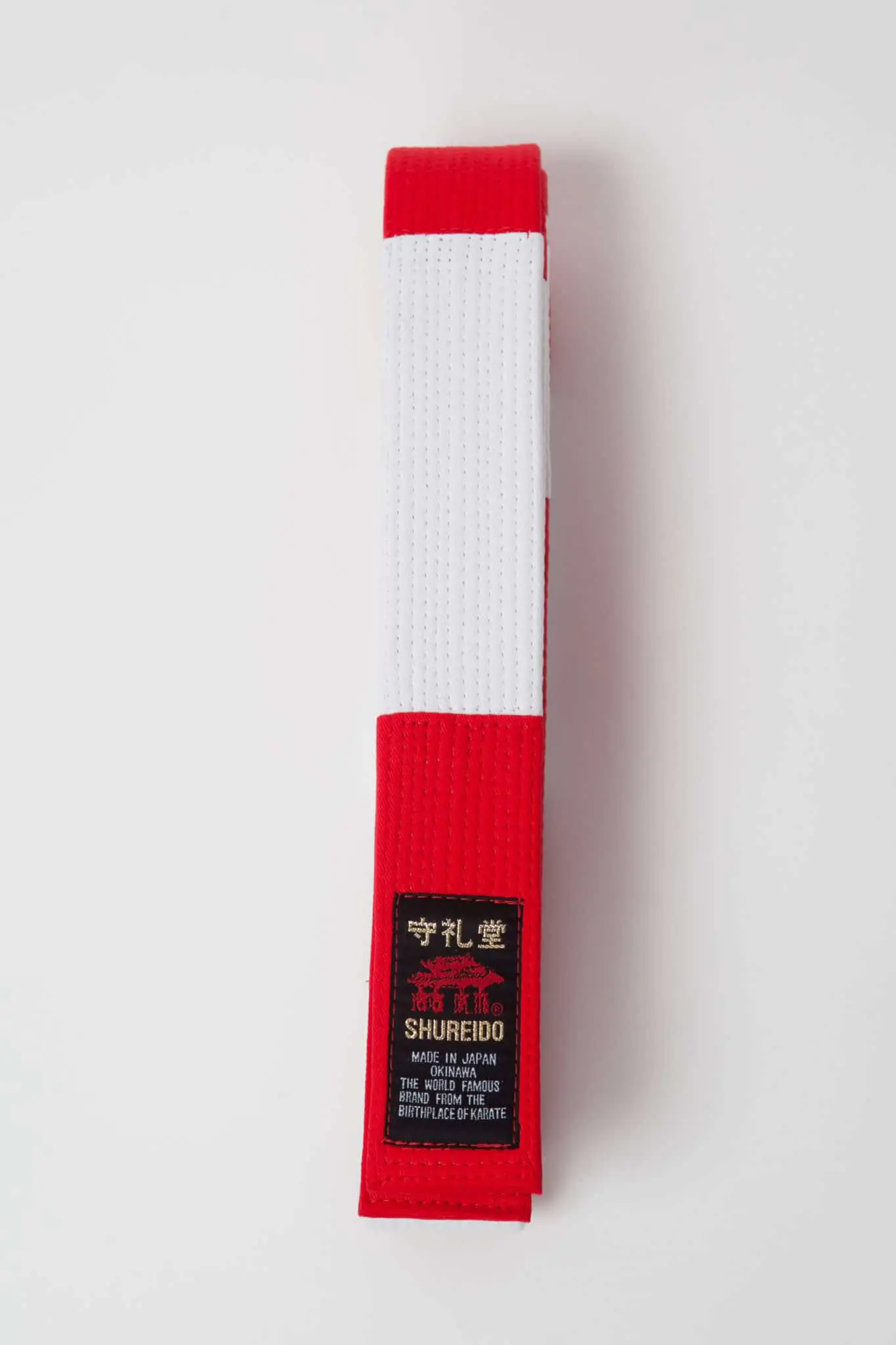 Ceinture de Karate Rouge et Blanche SHUREIDO Coton - Extra Large 3 ceinture-karate-shureido-rouge-et-blanche-6-eme-dan-dessus