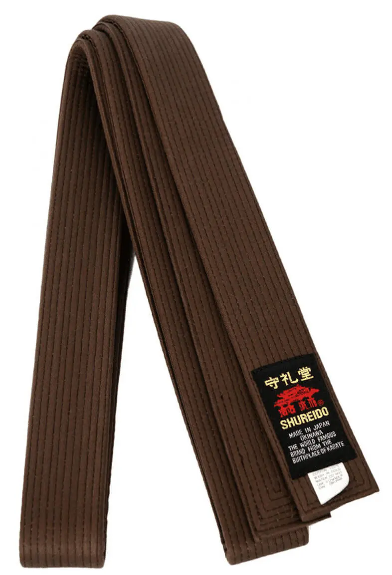 Ceinture Marron SHUREIDO Okinawa Extra Large de Karate - coton qualité supérieure