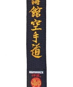 Ceinture Noire Karate KAMIKAZE Spéciale Shotokan - Coton ou Satin qualité supérieure