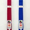 ceintures-de-competition-satin-seishin-international-wkf-rouge-et-bleu-dessus