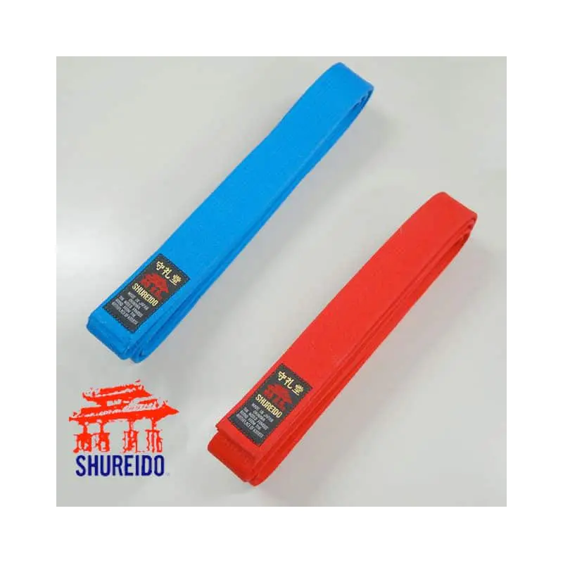 Ceinture compétition Karate SHUREIDO Kata Rouge ou bleu Coton - WKF 4 pack-2-ceintures-shureido-kata-rouge-bleu-wkf-coton