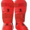 proteges tibias pieds de karate contact rouge